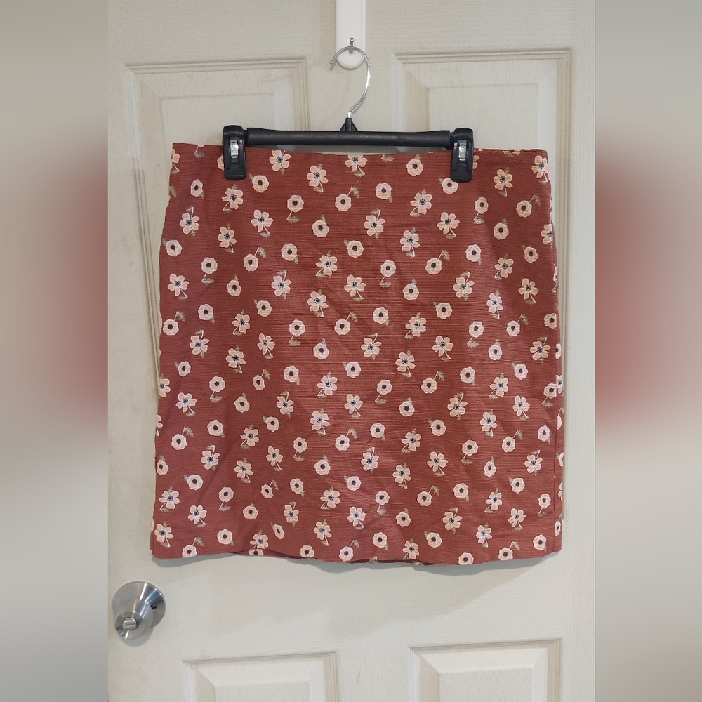 Ann Taylor Factory Orange Floral Skirt Women's Size 14